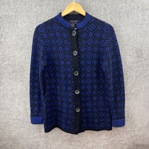 Nomadic Traders Blue Black Knit Button Cotton Blend‎ Sweater Women's Small